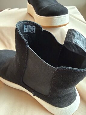 Black Slip-On Suede Platform Sneakers with White Sole